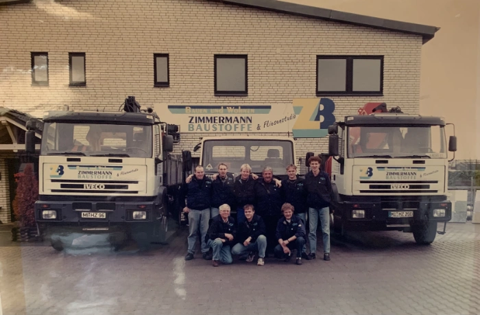 Team von Zimmermann Baustoffhandel im Jahr 1994 – der Beginn unserer Tradition