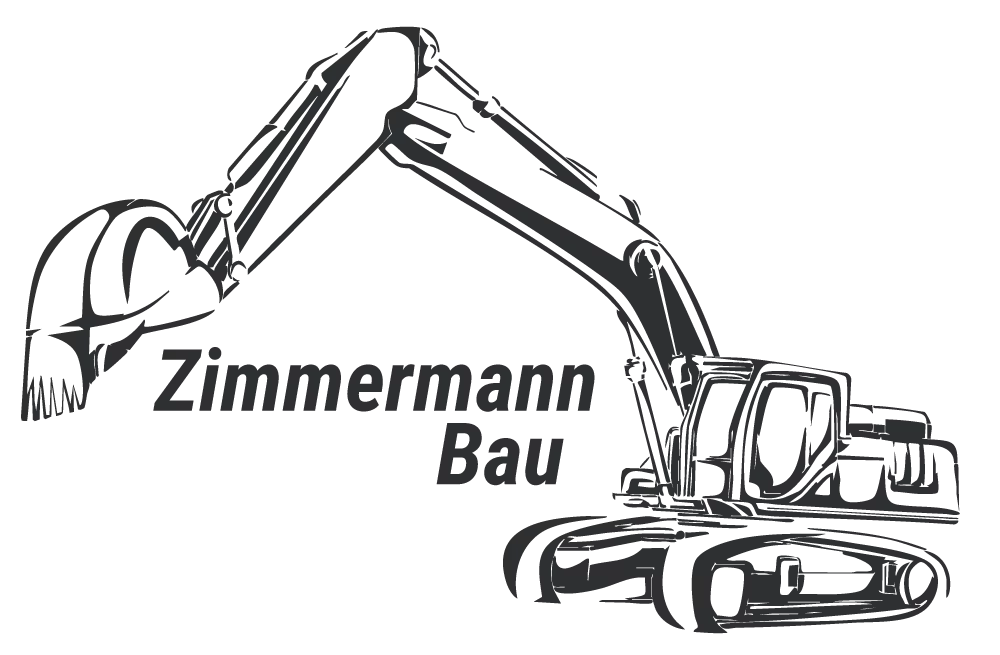 Logo von Zimmermannbau. Ein Bagger mit dem Namen der Firma